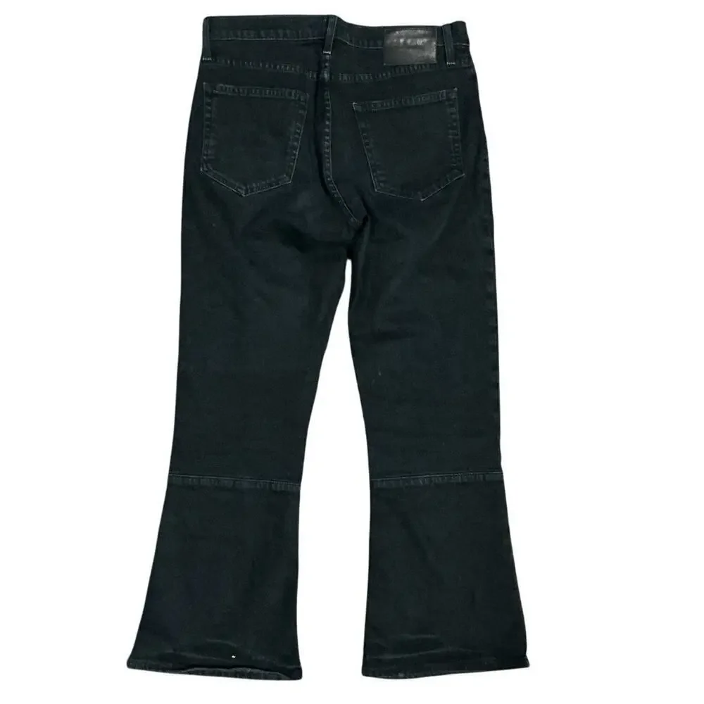 Proenza Schouler Mid Rise Wide Leg Dark Wash Raw Hem Cropped Jeans Women’s 28 M